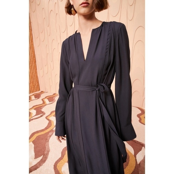 NWT Ulla Johnson Midi Long-Sleeve Navy Asilia Dress - Picture 3 of 7